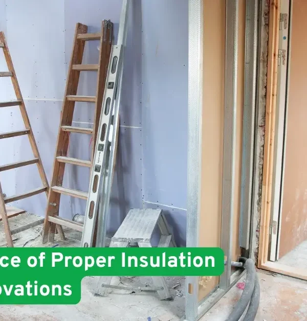 Home renovation site with ladders, drywall, and insulation materials highlighting CT House Builders’ focus on energy efficiency