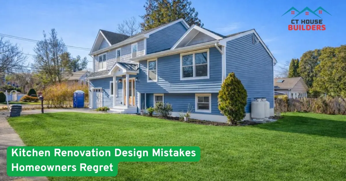 Exterior view of a newly built suburban home representing kitchen renovation planning and common design mistakes homeowners often regret.